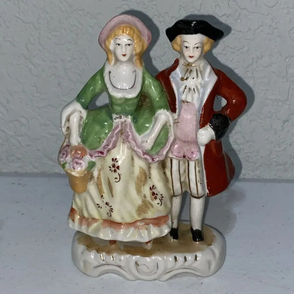 VTG Occupied Japan Colonial Couples Courting Figurine Set Lot 3 Porcelain 5”
